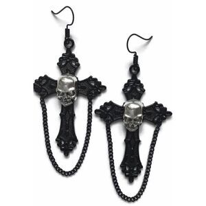 🔥💀NWT Skull chainlink  cross earrings black cross silver skulls.